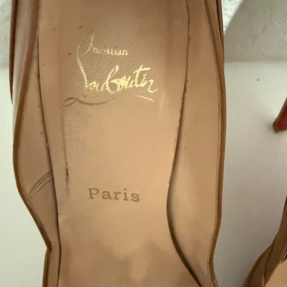 Christian Louboutin Insectika 100 Seta Caramel Tan High Heels 40.5